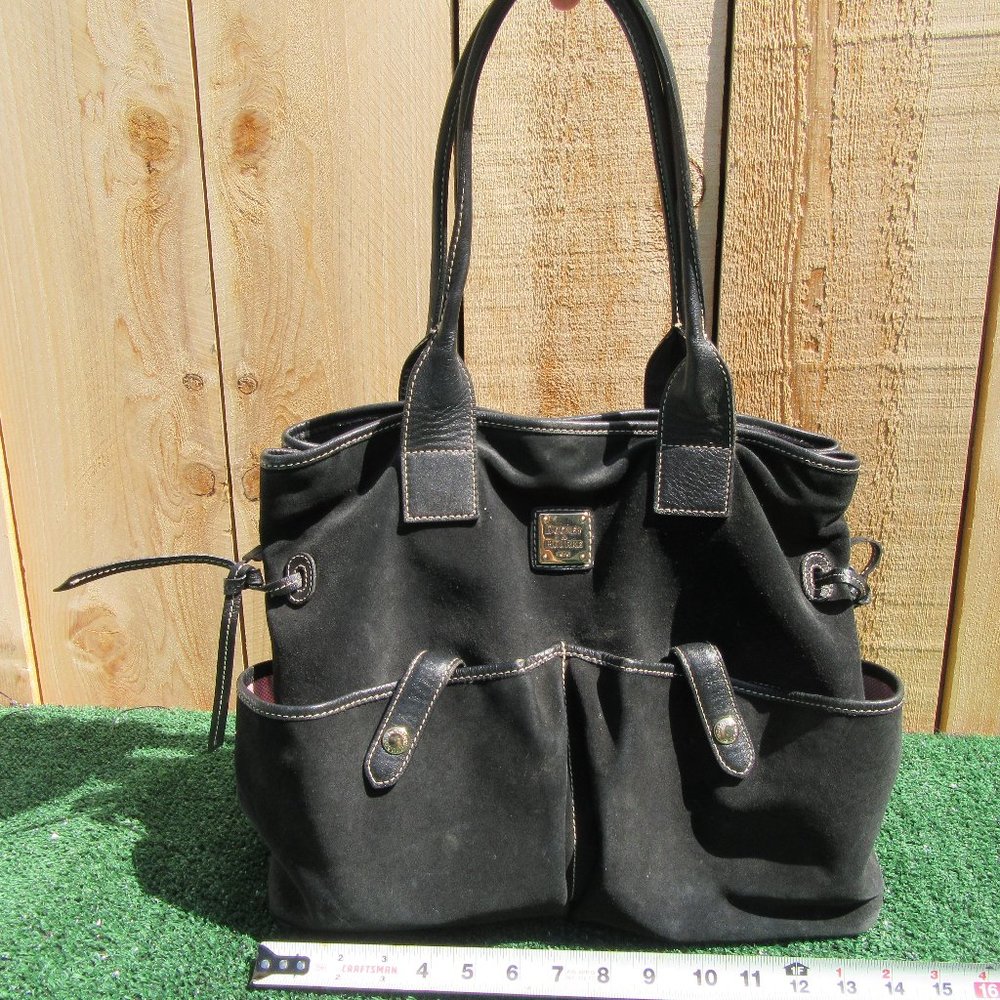 Dooney & Bourke Black Suede Large Shoulder Bag Purse